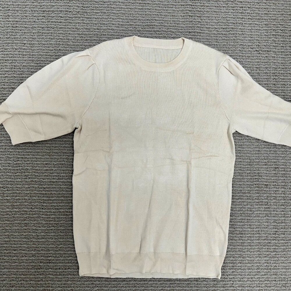 Lightweight Crew Neck Beige Sweater, NWOT - Perfect for Hot Fall Days